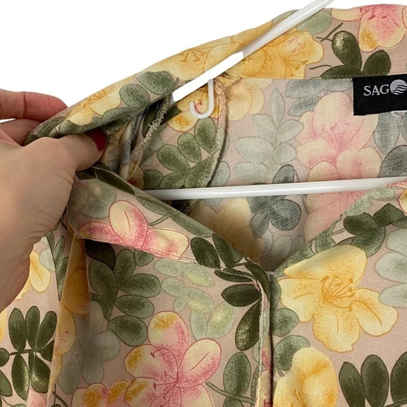 Vintage 90s Farmhouse Floral Button Down Shirt Blouse Womens Plus Size 1X Pink - Picture 6 of 11